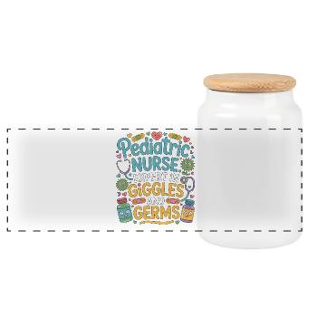 Pediatric Nurse Expert In Giggles And Healthcare - Panoramic Cookie Jar with Wooden Lid - white - Front
