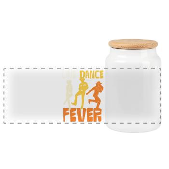 Line Dance Fever Silhouettes - Panoramic Cookie Jar with Wooden Lid - white - Front