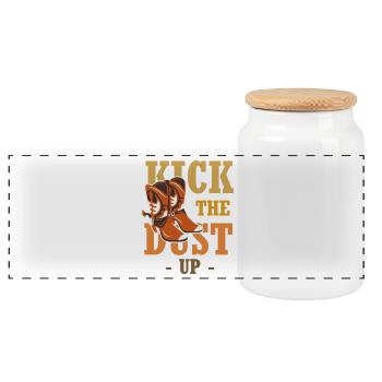 Poussière sur vos bottes – Western Boot - Boîte à biscuits avec couvercle en bois - blanc - Devant