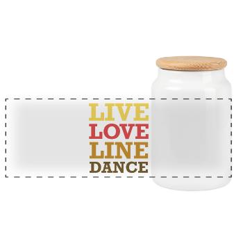 Live Love Line Dance - Panoramic Cookie Jar with Wooden Lid - white - Front