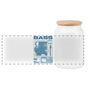 Bass Guitar Lover Bass Player Streetwear - Panoramic Cookie Jar with Wooden Lid - white - Front