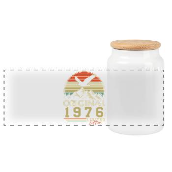 Original 1976 Jahrgang Geburtstag Retro Geschenk - Panorama Keksdose mit Holzdeckel - Weiß - Vorne