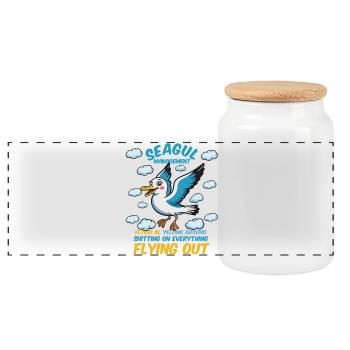 Seagull Management of Competent Colleagues - Panoramic Cookie Jar with Wooden Lid - white - Front