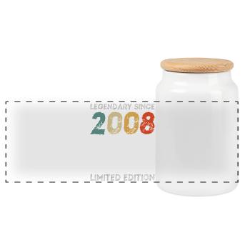 18. Geburtstag Legendary Since 2008 vintage - Panorama Keksdose mit Holzdeckel - Weiß - Vorne