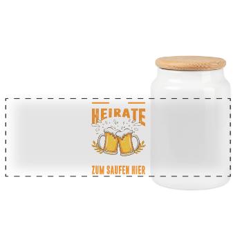 Bachelor Party Partnerlook Bachelor Party Beer Booze - Panoramic Cookie Jar with Wooden Lid - white - Front