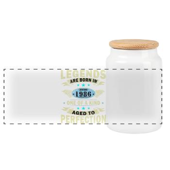Légende du 40e anniversaire janvier 1986 - Boîte à biscuits avec couvercle en bois - blanc - Devant