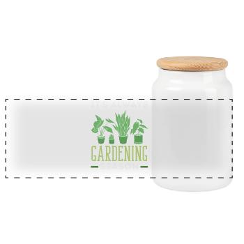 Gardening Season Funny Plant Lover Gardener - Panoramic Cookie Jar with Wooden Lid - white - Front