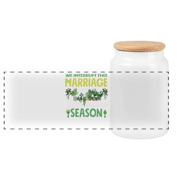 Plant Lover Gardening Season Funny Marriage - Panoramic Cookie Jar with Wooden Lid - white - Front