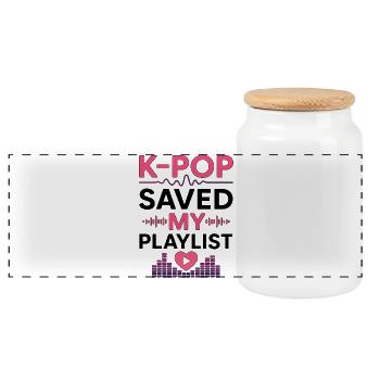 K-Pop Saved My Playlist - Panorama Keksdose mit Holzdeckel - Weiß - Vorne