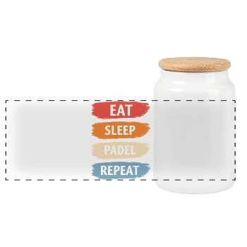 Eat Sleep Padel Repeat Athlete Lifestyle - Panoramic Cookie Jar with Wooden Lid - white - Front