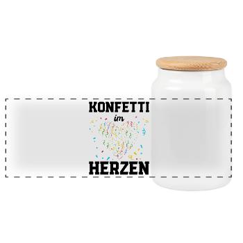 CONFETTI IN THE HEART – Carnival Carnival Party Spruc - Panoramic Cookie Jar with Wooden Lid - white - Front