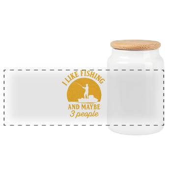 I Like Fishing And Maybe 3 People Angler Angeln - Panoramic Cookie Jar with Wooden Lid - white - Front