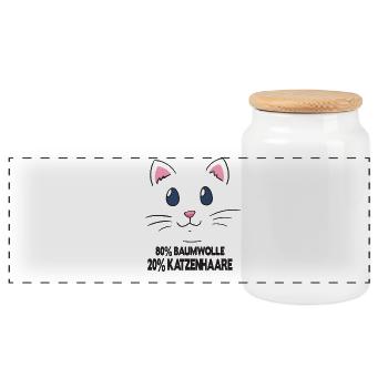 Cat Cat Owner Cat Saying Gift Katzenli - Panoramic Cookie Jar with Wooden Lid - white - Front