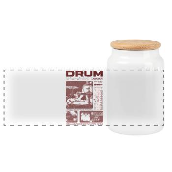 Rock Drummer Drum Player Streetwear - Panoramic Cookie Jar with Wooden Lid - white - Front