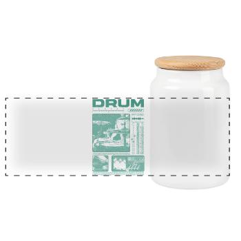 Batteur rock Drumplayer Streetwear - Boîte à biscuits avec couvercle en bois - blanc - Devant