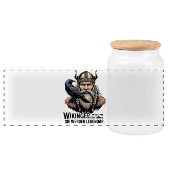 Wikinger Viking Legende Seemann Odin Rabe Kämpfer - Panorama Keksdose mit Holzdeckel - Weiß - Vorne