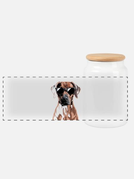 Rhodesian Ridgeback - Panorama Keksdose mit Holzdeckel - Weiß