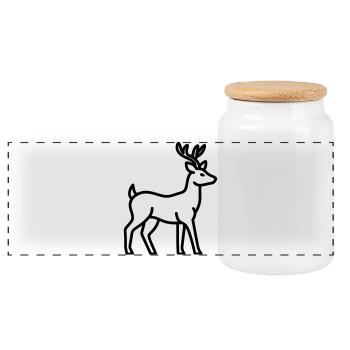 cerf - Boîte à biscuits avec couvercle en bois - blanc - Devant