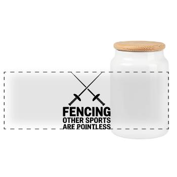 Fencing Sayings Funny Fencing Gift - Panoramic Cookie Jar with Wooden Lid - white - Front