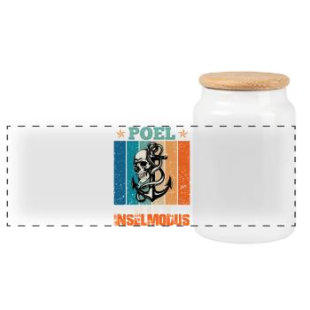 Vacances en mer Baltique POEL AM IM INSEL MODUS Lustig - Boîte à biscuits avec couvercle en bois - blanc - Devant