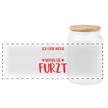 J’adore ma sœur qui pète, péte, pet, - Boîte à biscuits avec couvercle en bois - blanc - Devant