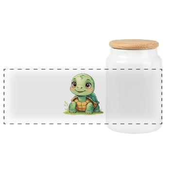 Cuddly Turtle Sunshine - Panoramic Cookie Jar with Wooden Lid - white - Front