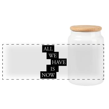 All we have is now - White/Black - Panorama Keksdose mit Holzdeckel - Weiß - Vorne