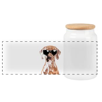 Vizsla - Panoramic Cookie Jar with Wooden Lid - white - Front