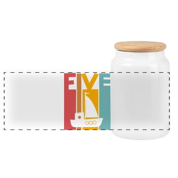 Navire à voile du 5e anniversaire - Boîte à biscuits avec couvercle en bois - blanc - Devant