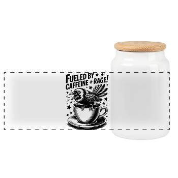 Kaffee Sprüche Koffein Lustiges Kaffee Geschenk - Panorama Keksdose mit Holzdeckel - Weiß - Vorne