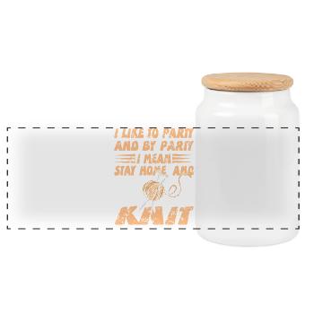 Stay Home and Knit Funny Introvert Humor Saying - Panorama Keksdose mit Holzdeckel - Weiß - Vorne
