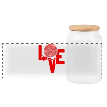 Love Yarn Funny Crochet Knitting Humor Lovers - Panorama Keksdose mit Holzdeckel - Weiß - Vorne