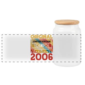 20th Anniversary 20 Years Original 2006 Vintage - Panoramic Cookie Jar with Wooden Lid - white - Front