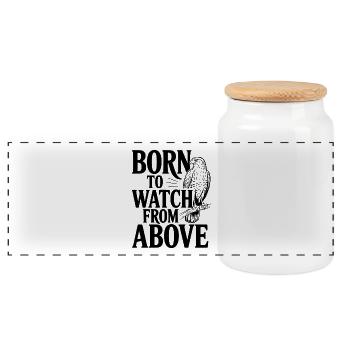 Born to Watch From Above - Panoramic Cookie Jar with Wooden Lid - white - Front