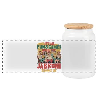 Jabroni - Panorama Keksdose mit Holzdeckel - Weiß - Vorne