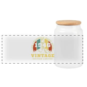 1946 Vintage Rétro Cadeau D'anniversaire - Boîte à biscuits avec couvercle en bois - blanc - Devant