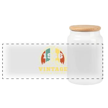 1966 Vintage Rétro Cadeau D'anniversaire - Boîte à biscuits avec couvercle en bois - blanc - Devant