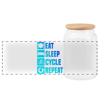 Motif minimaliste du vélo de route - Boîte à biscuits avec couvercle en bois - blanc - Devant
