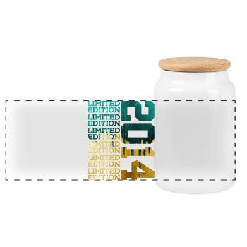 LIMITED EDITION 2014 12 JAHRE 12. GEBURTSTAG - Panorama Keksdose mit Holzdeckel - Weiß - Vorne