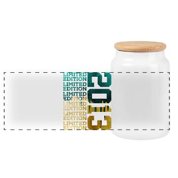 LIMITED EDITION 2013 13 JAHRE 13. GEBURTSTAG - Panorama Keksdose mit Holzdeckel - Weiß - Vorne