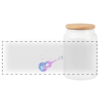 Aquarelle ukulélé hawaïen - Boîte à biscuits avec couvercle en bois - blanc - Devant