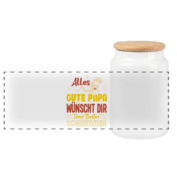 All the best dad wishes you your best swimmer - Panoramic Cookie Jar with Wooden Lid - white - Front