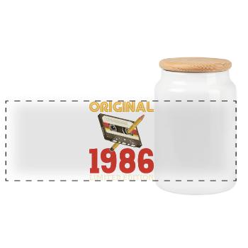1986 40e Anniversaire 40 ans Original Vintage - Boîte à biscuits avec couvercle en bois - blanc - Devant