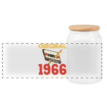 1966 60e Anniversaire 60 ans Original Vintage - Boîte à biscuits avec couvercle en bois - blanc - Devant