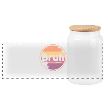 Bruh Retro Mom Logo - Panorama Keksdose mit Holzdeckel - Weiß - Vorne