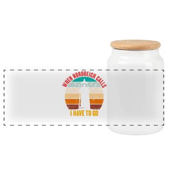 North Sea Holidays WHEN NORDDEICH CALLS Funny - Panoramic Cookie Jar with Wooden Lid - white - Front
