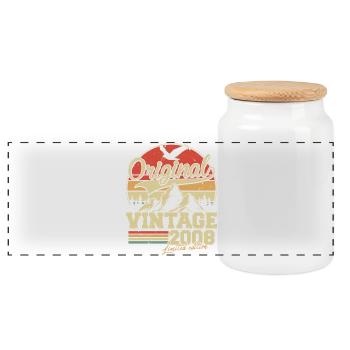 Original 2008 Vintage Vintage Anniversaire Rétro - Boîte à biscuits avec couvercle en bois - blanc - Devant