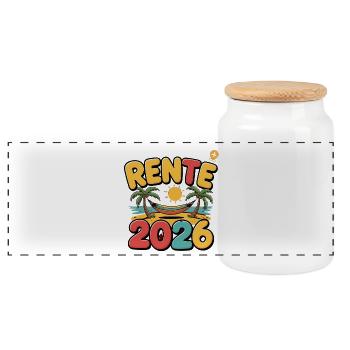 Rente Pensionist Pensionierung 2026 Mann & Frau - Panorama Keksdose mit Holzdeckel - Weiß - Vorne
