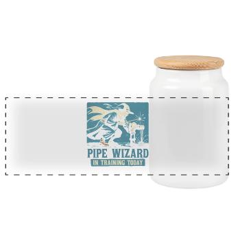 Pipe Layer Pipeline Builder - Panoramic Cookie Jar with Wooden Lid - white - Front
