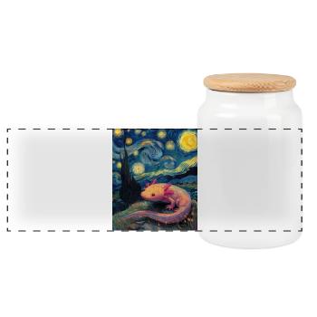 Axolotl Van Gogh Starry Night - Panorama Keksdose mit Holzdeckel - Weiß - Vorne